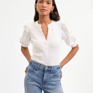 Veronica Beard Coralee Puff-Sleeve Top